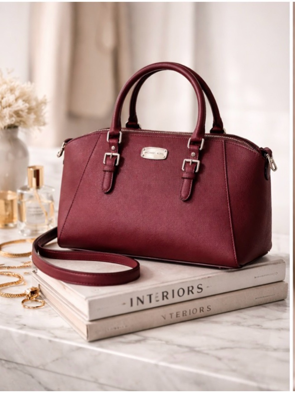 Michael Kors “Jet Set Travel Medium Saffiano Leather Dome Satchel